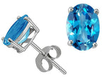Tommaso Design™ Oval 7x5mm Genuine Blue Topaz Earrings Studs