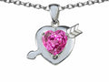 Star K™ Heart with Arrow Love Pendant Necklace with Heart Shape 8mm Created Pink Sapphire