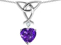 Star K™ Love Knot Pendant Necklace with 8mm Heart Shape Simulated Amethyst