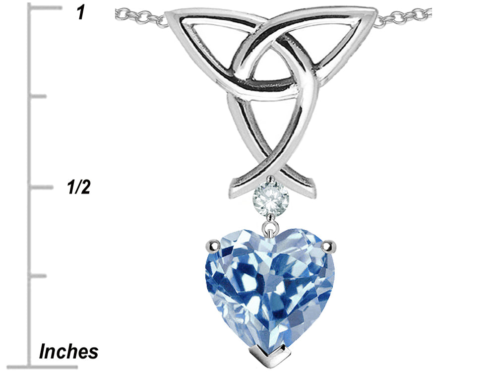 Star K™ Love Knot Pendant Necklace with 8mm Heart Shape Simulated Aquamarine