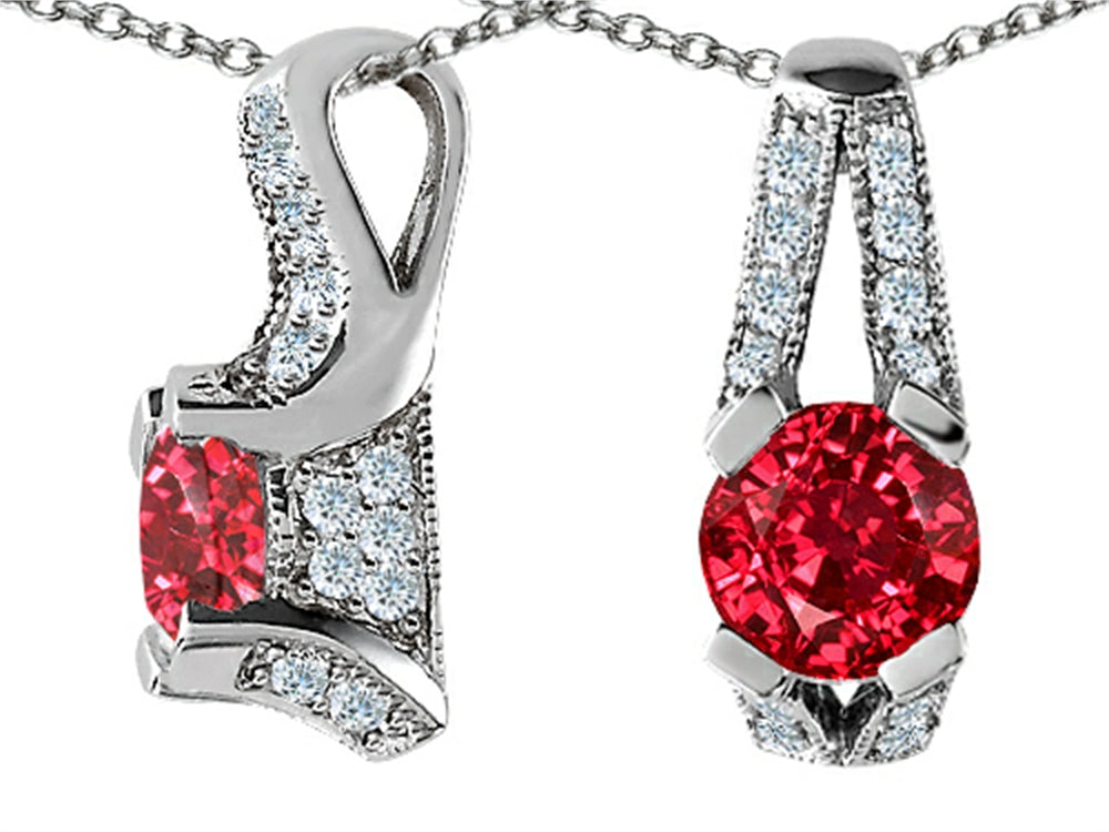 Star K™ 8mm Round Created Ruby Designer Pendant Necklace