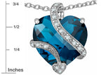 Star K™ Large 15mm Heart Shape Simulated Blue Topaz Love Pendant Necklace