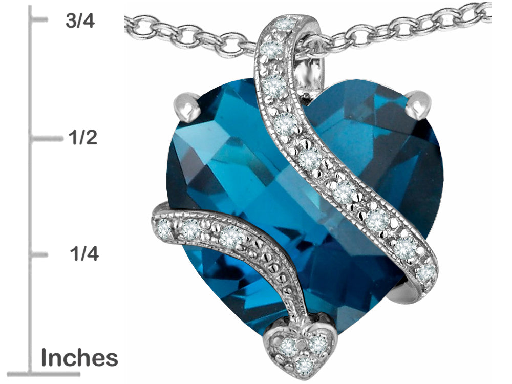 Star K™ Large 15mm Heart Shape Simulated Blue Topaz Love Pendant Necklace