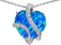 Star K™ Large 15mm Heart Shape Blue Simulated Opal Love Pendant Necklace