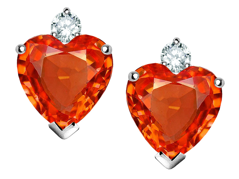 Star K™ Heart Shape Simulated Mexican Fire Opal Earrings