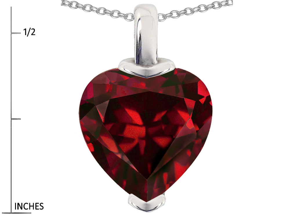 Star K™ 10mm Heart Shaped Simulated Garnet Pendant Necklace