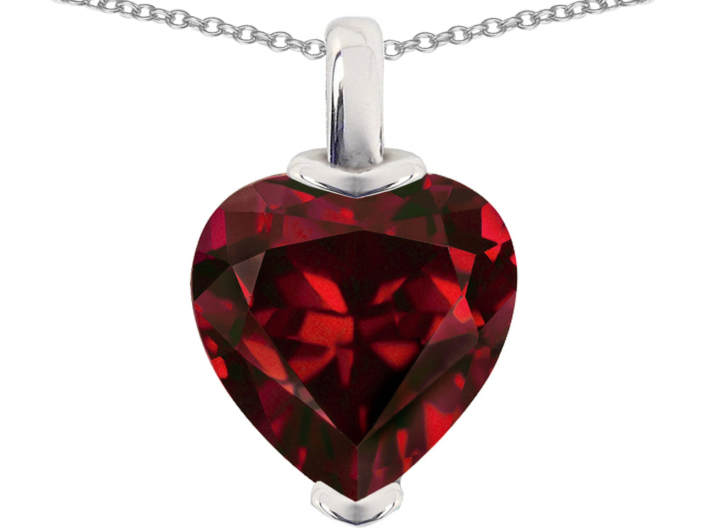 Star K™ 10mm Heart Shaped Simulated Garnet Pendant Necklace