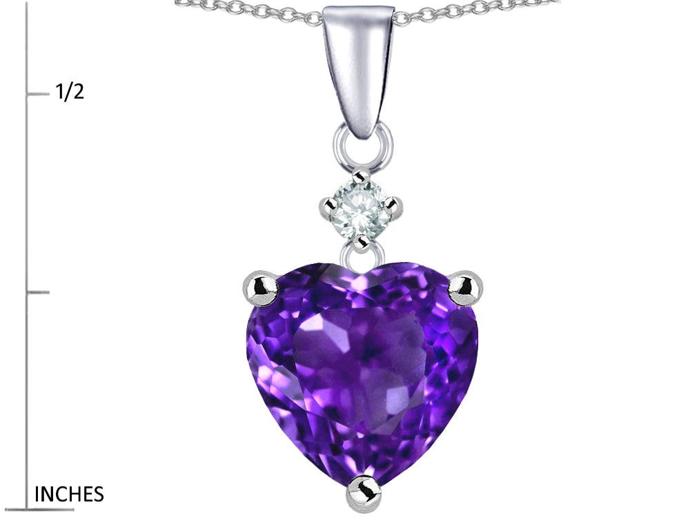 Star K™ Heart Shape 8mm Simulated Amethyst Pendant Necklace