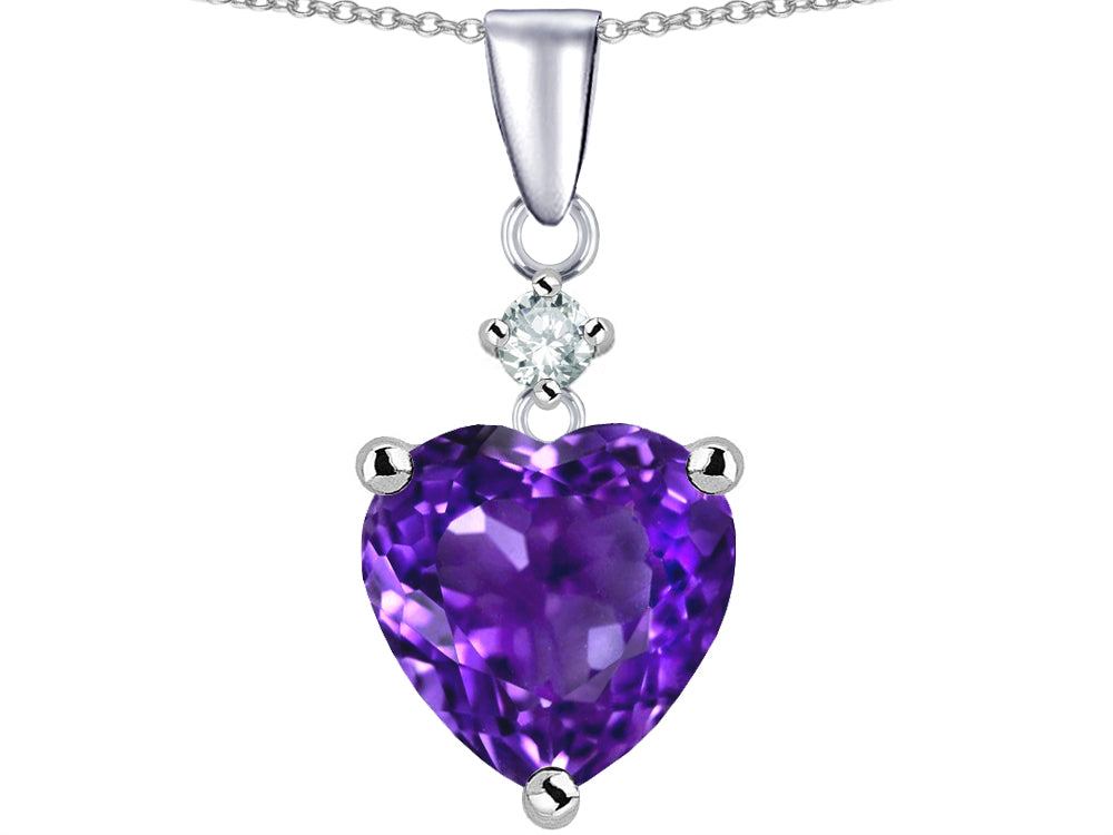 Star K™ Heart Shape 8mm Simulated Amethyst Pendant Necklace