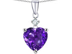 Star K™ Heart Shape 8mm Simulated Amethyst Pendant Necklace