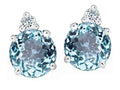 Star K™ Round 7mm Simulated Aquamarine Earrings Studs