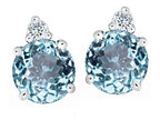 Star K™ Round 7mm Simulated Aquamarine Earrings Studs