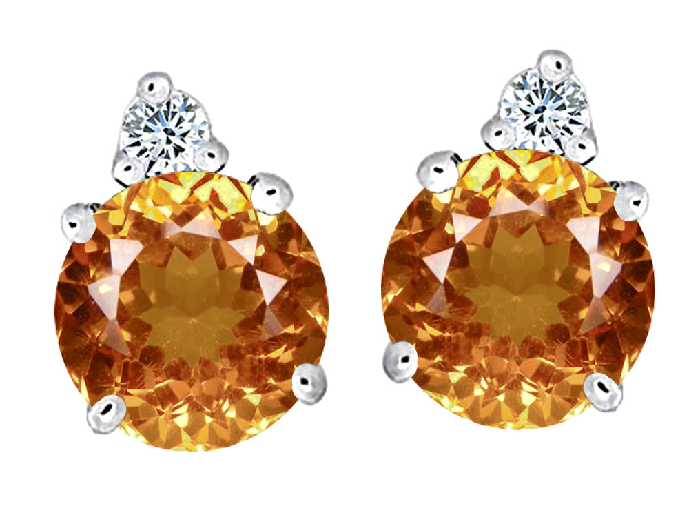 Star K™ Round 7mm Simulated Imperial Yellow Topaz Earrings Studs