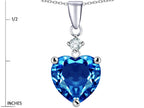 Star K™ Heart Shape 8mm Simulated Blue Topaz Pendant Necklace