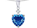 Star K™ Heart Shape 8mm Simulated Blue Topaz Pendant Necklace