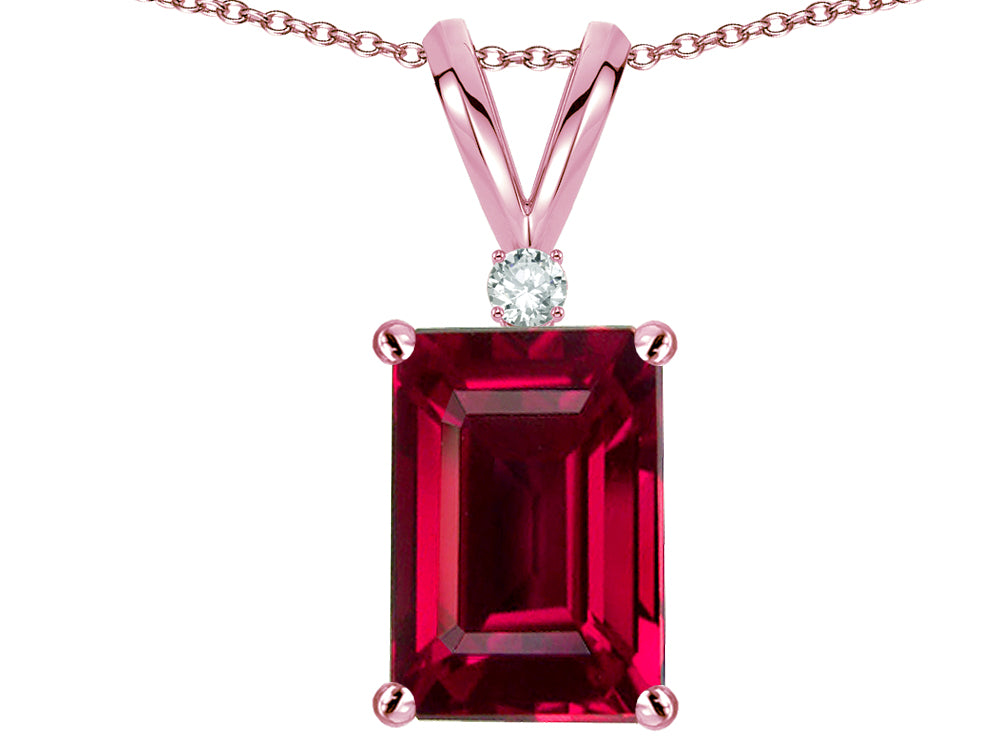 Star K ™ Classic Octagon Emerald Cut 8x6mm Created Ruby Pendant Necklace
