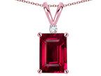 Star K ™ Classic Octagon Emerald Cut 8x6mm Created Ruby Pendant Necklace