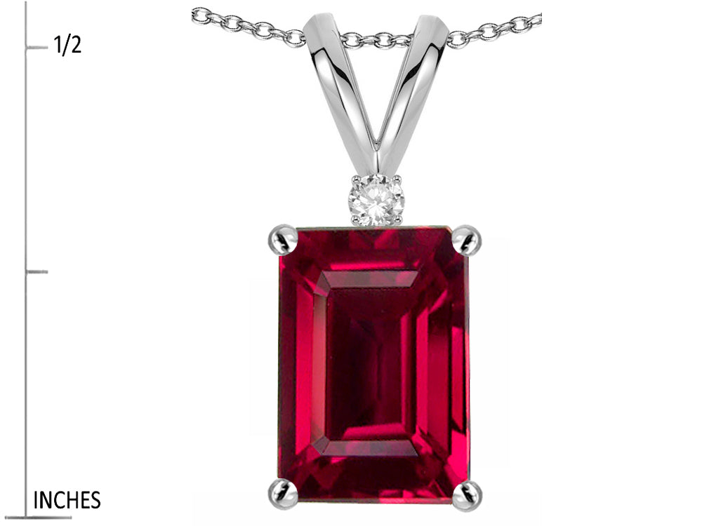 Star K ™ Classic Octagon Emerald Cut 8x6mm Created Ruby Pendant Necklace