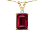 Star K ™ Classic Octagon Emerald Cut 8x6mm Created Ruby Pendant Necklace
