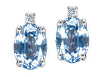Tommaso Design™ Oval 7x5mm Simulated Aquamarine Earrings