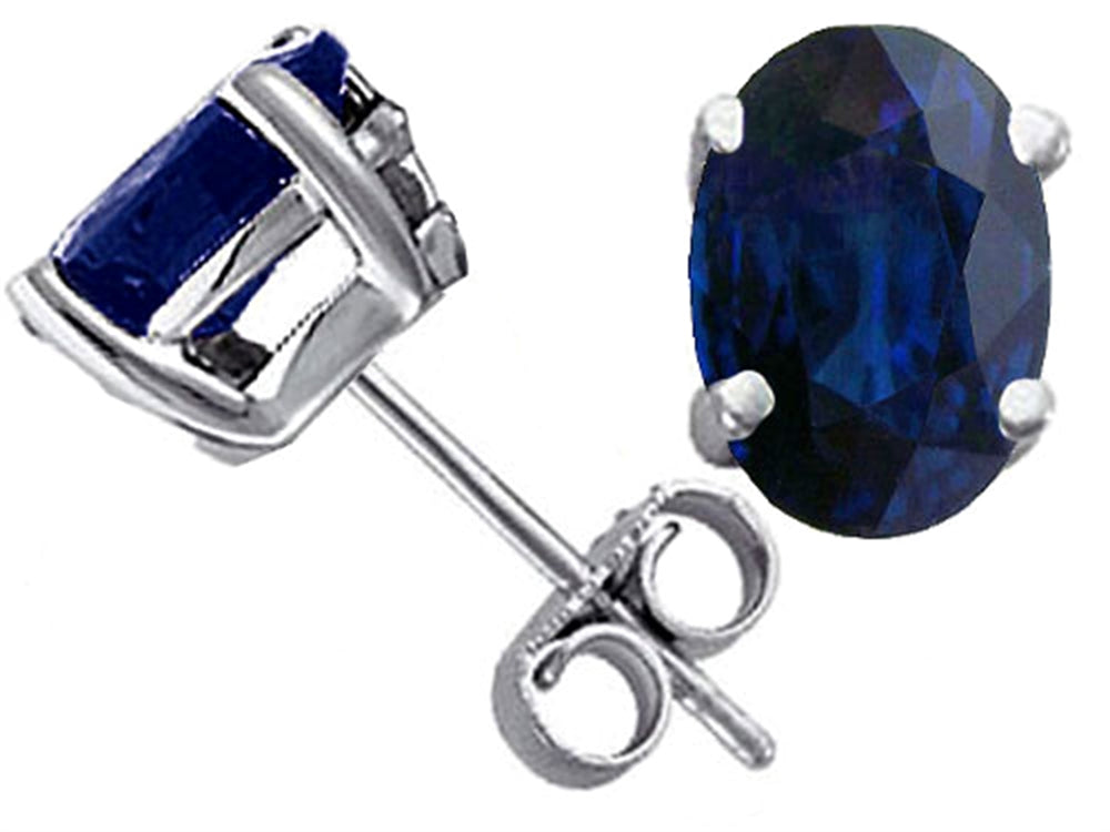 Tommaso Design™ Oval 7x5 Genuine Sapphire Earrings Studs