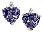 Tommaso Design™ Heart Shape Simulated Alexandrite Earrings Studs