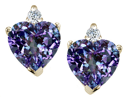 Tommaso Design™ Heart Shape Simulated Alexandrite Earrings Studs