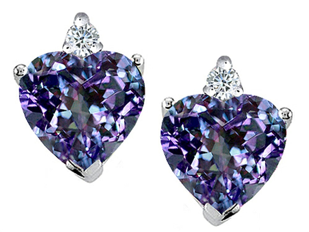 Tommaso Design™ Heart Shape Simulated Alexandrite Earrings Studs