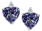 Tommaso Design™ Heart Shape Simulated Alexandrite Earrings Studs