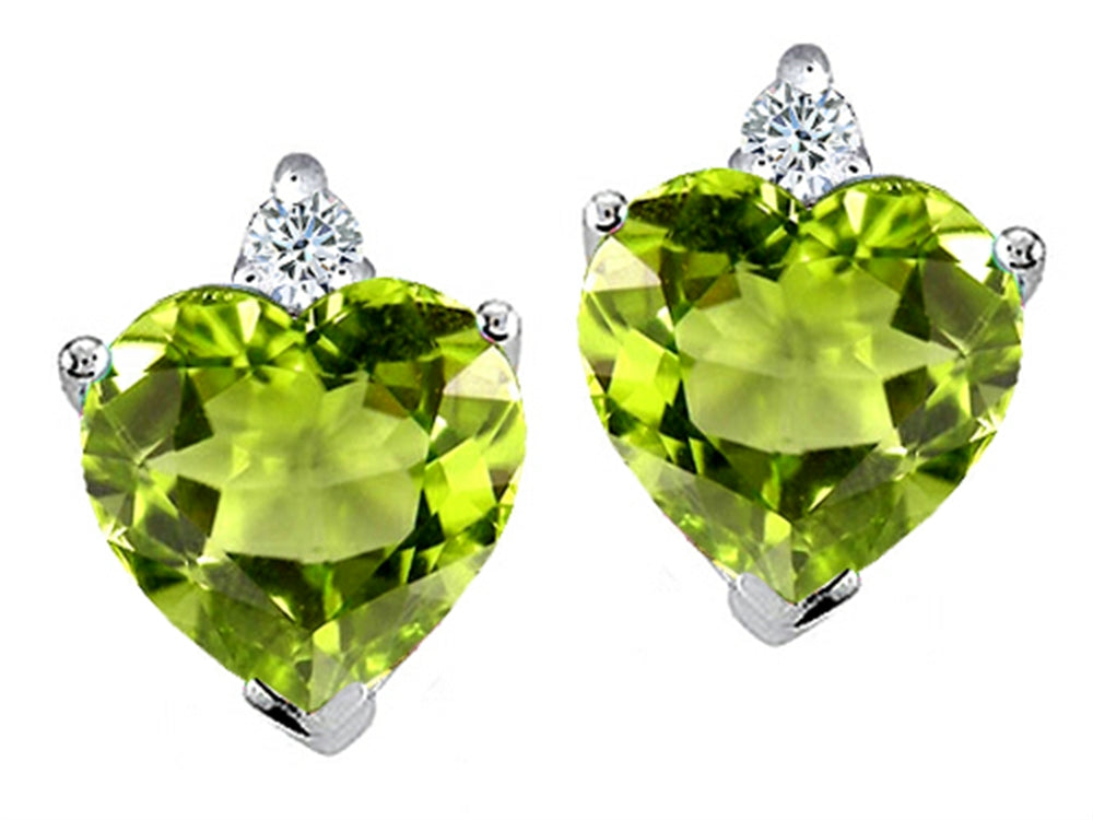 Tommaso Design™ Heart Shape Peridot Earrings Studs