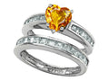 Star K™ Heart Shape Genuine Citrine Wedding Set