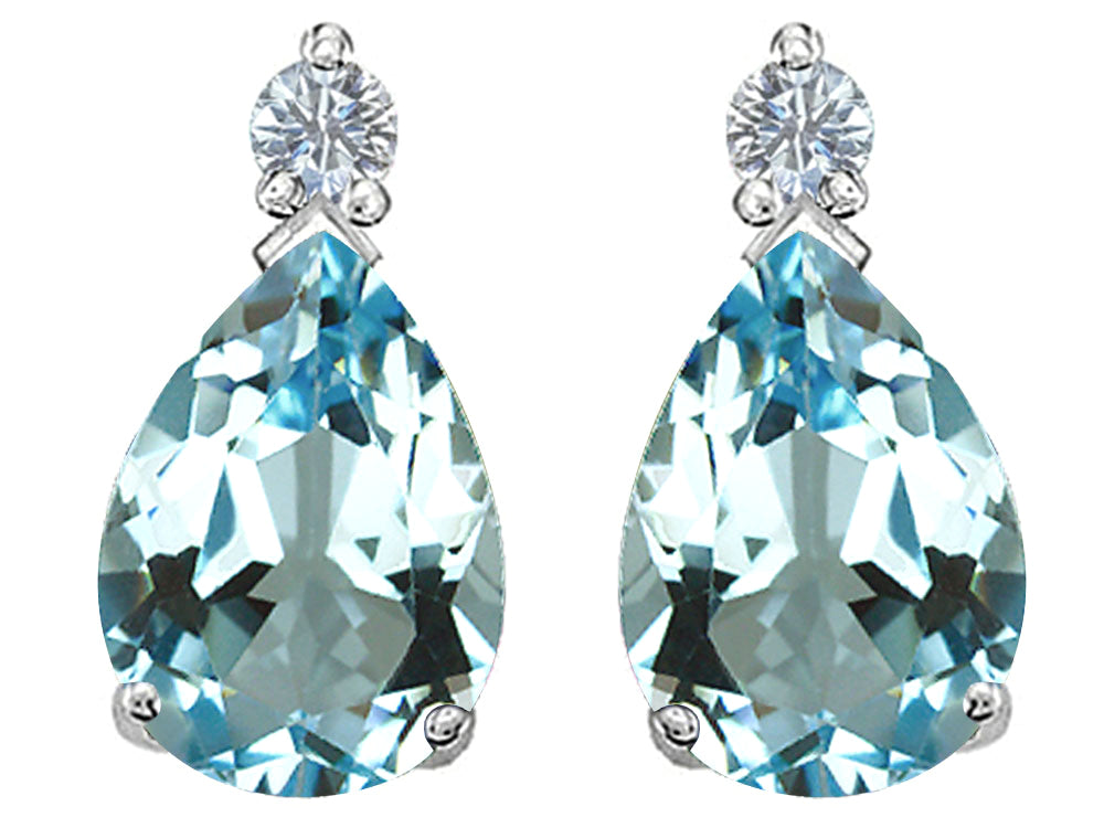 Star K™ Pear Shape 8x6 mm Simulated Aquamarine Earrings Studs
