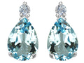 Star K™ Pear Shape 8x6 mm Simulated Aquamarine Earrings Studs