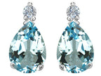 Star K™ Pear Shape 8x6 mm Simulated Aquamarine Earrings Studs