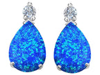 Star K™ Pear Shape 8x6 mm Blue Created Opal Earrings Studs