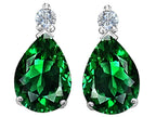 Star K™ Pear Shape 8x6 mm Simulated Emerald Earrings Studs