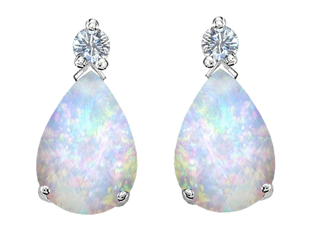 Star K™ Pear Shape 8x6 mm Created Opal Earrings Studs