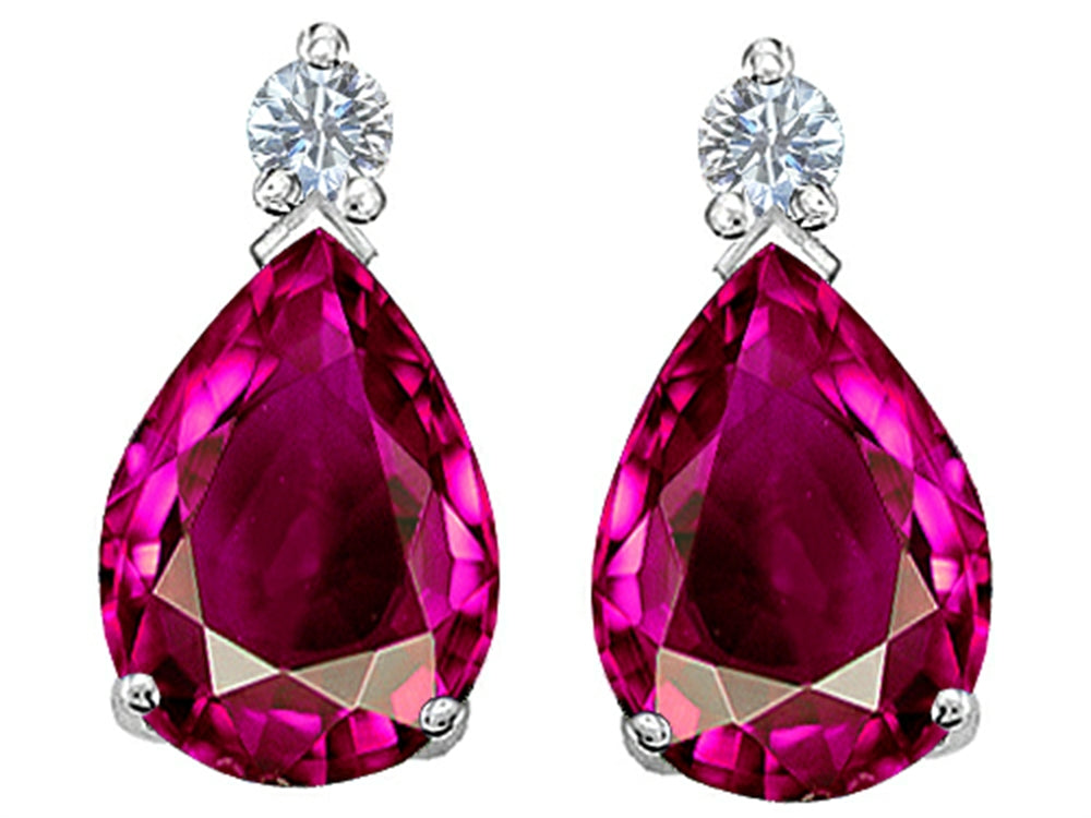 Star K™ Pear Shape 8x6 mm Created Pink Sapphire Earrings Studs