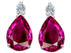 Star K™ Pear Shape 8x6 mm Created Pink Sapphire Earrings Studs