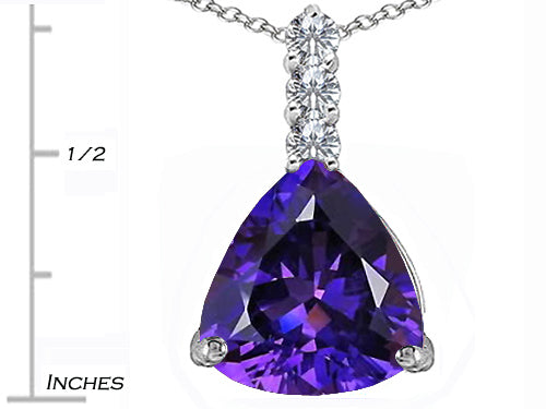 Star K™ Large 12mm Trillion Cut Simulated Amethyst Pendant Necklace