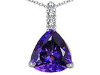 Star K™ Large 12mm Trillion Cut Simulated Amethyst Pendant Necklace