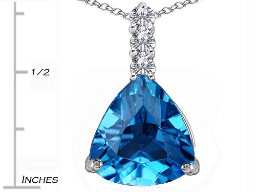 Star K™ Large 12mm Trillion Cut Simulated Blue Topaz Pendant Necklace