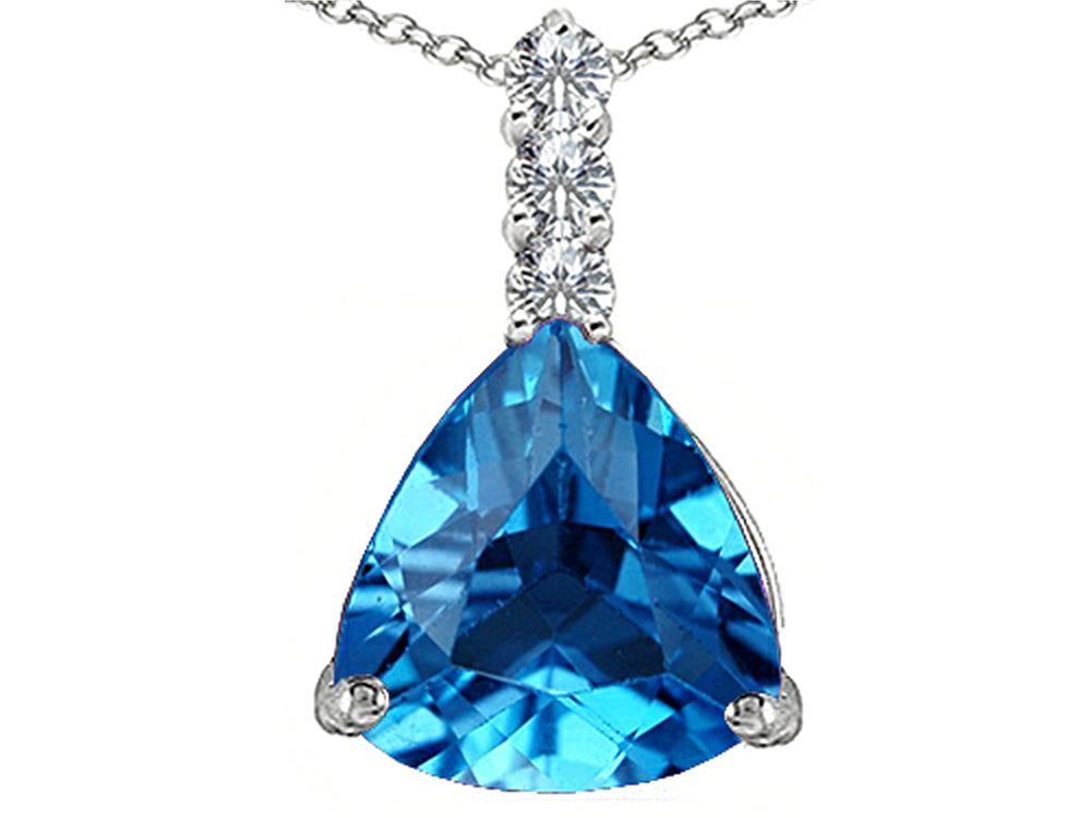 Star K™ Large 12mm Trillion Cut Simulated Blue Topaz Pendant Necklace