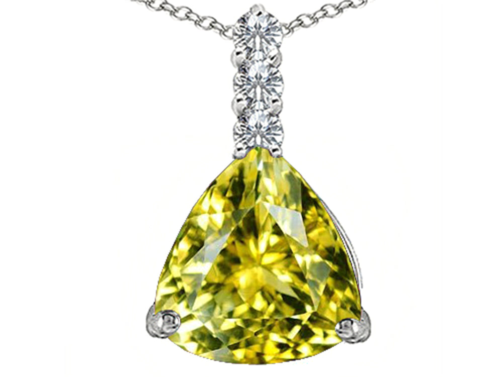Star K™ Large 12mm Trillion Cut Simulated Yellow Sapphire Pendant Necklace
