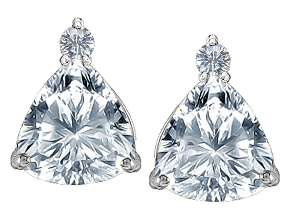 Star K™ 7mm Trillion Cut Genuine White Topaz Earrings Studs