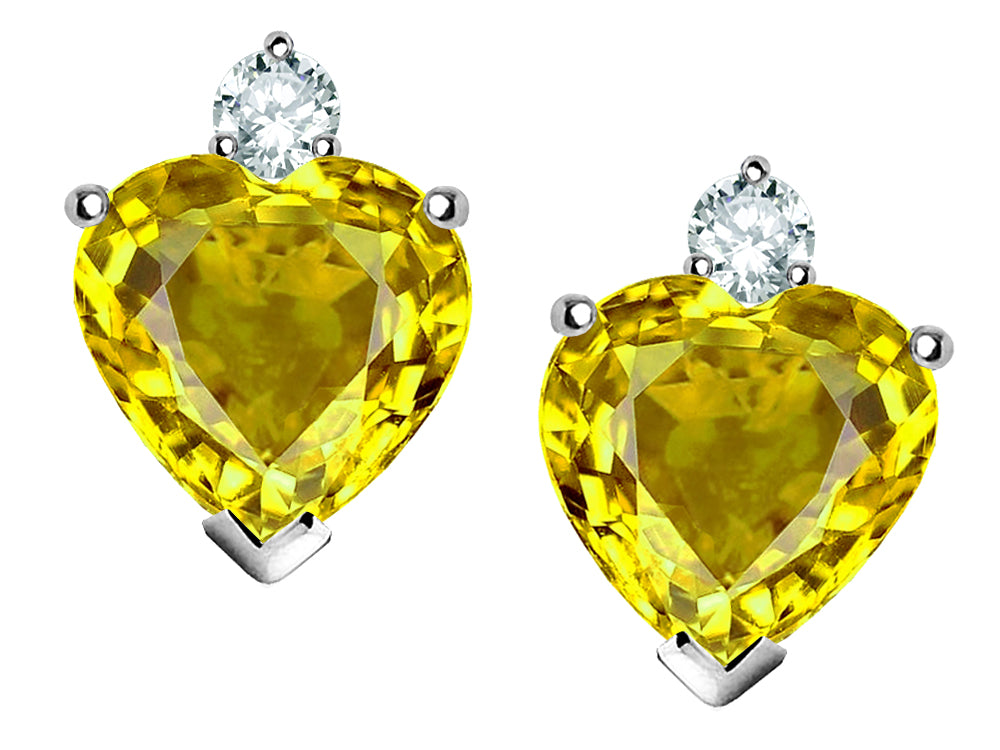 Star K™ 7mm Heart Shape Simulated Citrine Earrings