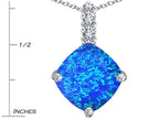Star K™ Large 12mm Cushion-Cut Blue Created Opal and Cubic Zirconia Pendant Necklace