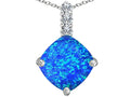 Star K™ Large 12mm Cushion-Cut Blue Created Opal and Cubic Zirconia Pendant Necklace