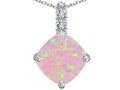 Star K™ Large 12mm Cushion-Cut Pink Created Opal and Cubic Zirconia Pendant Necklace
