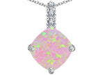 Star K™ Large 12mm Cushion-Cut Pink Created Opal and Cubic Zirconia Pendant Necklace